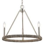 Abaca Round Chandelier - Polished Nickel / Grey