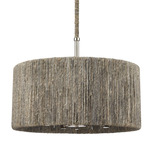 Abaca Drum Chandelier - Polished Nickel / Grey