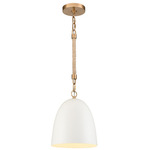 Downington Mini Pendant - Brushed Brass / White