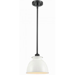 Adirondack Stem Hung Pendant - Matte Black / Glossy White