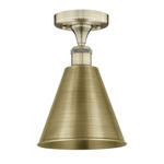 Ballston Cone Semi Flush Ceiling Light - Antique Brass