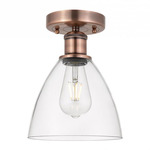 Bristol Glass Semi Flush Ceiling Light - Antique Copper / Clear