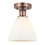 Bristol Glass Semi Flush Ceiling Light - Antique Copper / Matte White