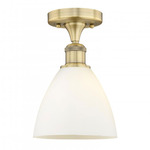 Bristol Glass Semi Flush Ceiling Light - Brushed Brass / Matte White
