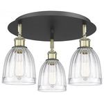 Brookfield Multi Light Ceiling Light - Matte Black / Antique Brass / Clear