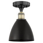 Bristol Metal Semi Flush Ceiling Light - Matte Black / Antique Brass