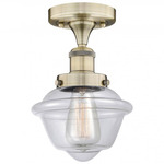 Oxford Semi Flush Ceiling Light - Antique Brass / Clear