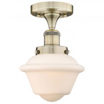 Oxford Semi Flush Ceiling Light - Antique Brass / Matte White