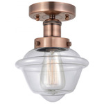 Oxford Semi Flush Ceiling Light - Antique Copper / Clear