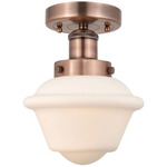 Oxford Semi Flush Ceiling Light - Antique Copper / Matte White