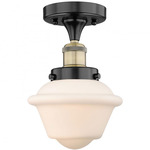 Oxford Semi Flush Ceiling Light - Matte Black / Antique Brass / Matte White