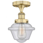 Oxford Semi Flush Ceiling Light - Brushed Brass / Clear Seedy