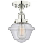 Oxford Semi Flush Ceiling Light - Polished Nickel / Clear Seedy