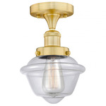 Oxford Semi Flush Ceiling Light - Satin Gold / Clear