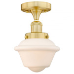 Oxford Semi Flush Ceiling Light - Satin Gold / Matte White