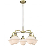 Oxford Convertible Chandelier - Antique Brass / Matte White