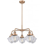 Oxford Convertible Chandelier - Antique Copper / Clear