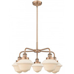 Oxford Convertible Chandelier - Antique Copper / Matte White