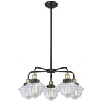 Oxford Convertible Chandelier - Matte Black / Antique Brass / Clear