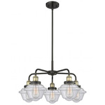 Oxford Convertible Chandelier - Matte Black / Antique Brass / Clear Seedy