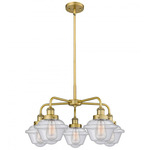Oxford Convertible Chandelier - Brushed Brass / Clear Seedy