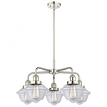 Oxford Convertible Chandelier - Polished Nickel / Clear