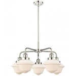 Oxford Convertible Chandelier - Polished Nickel / Matte White