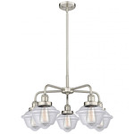 Oxford Convertible Chandelier - Satin Nickel / Clear