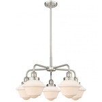 Oxford Convertible Chandelier - Satin Nickel / Matte White