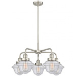 Oxford Convertible Chandelier - Satin Nickel / Clear Seedy
