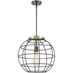 Lake Placid Stem Hung Pendant - Black Antique Brass / Matte Black