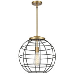 Lake Placid Stem Hung Pendant - Brushed Brass / Matte Black