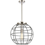 Lake Placid Stem Hung Pendant - Polished Nickel / Matte Black