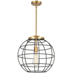 Lake Placid Stem Hung Pendant - Satin Gold / Matte Black