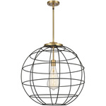 Lake Placid Stem Hung Pendant - Brushed Brass / Matte Black