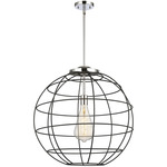 Lake Placid Stem Hung Pendant - Polished Chrome / Matte Black