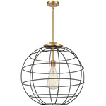 Lake Placid Stem Hung Pendant - Satin Gold / Matte Black