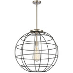 Lake Placid Stem Hung Pendant - Satin Nickel / Matte Black