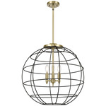 Lake Placid Multi-Light Pendant - Antique Brass / Matte Black