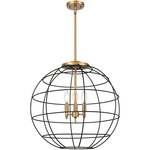 Lake Placid Multi-Light Pendant - Brushed Brass / Matte Black