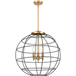 Lake Placid Multi-Light Pendant - Satin Gold / Matte Black