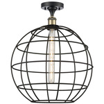 Lake Placid Semi Flush Ceiling Light - Black Antique Brass / Matte Black