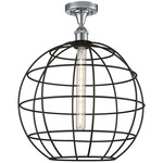 Lake Placid Semi Flush Ceiling Light - Polished Chrome / Matte Black