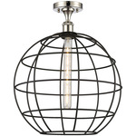 Lake Placid Semi Flush Ceiling Light - Polished Nickel / Matte Black