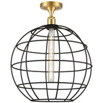 Lake Placid Semi Flush Ceiling Light - Satin Gold / Matte Black