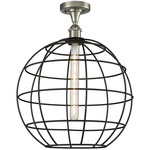 Lake Placid Semi Flush Ceiling Light - Satin Nickel / Matte Black