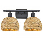 Woven Rattan Bathroom Vanity Light - Matte Black / Rattan