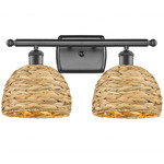 Woven Rattan Bathroom Vanity Light - Oil Rubbed Bronze / Rattan