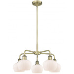 Fenton Chandelier - Antique Brass / Matte White