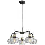 Fenton Chandelier - Matte Black / Antique Brass / Clear